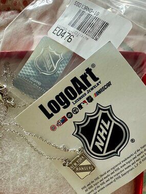 New York Rangers Sterling Silver Logo Art Pendant Necklace-18 inches
